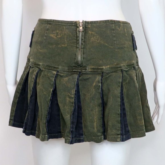 Tripp NYC Vintage Militia Army Green Pleated Mini Skirt Y2K Mall Goth Punk Large - Picture 5 of 11